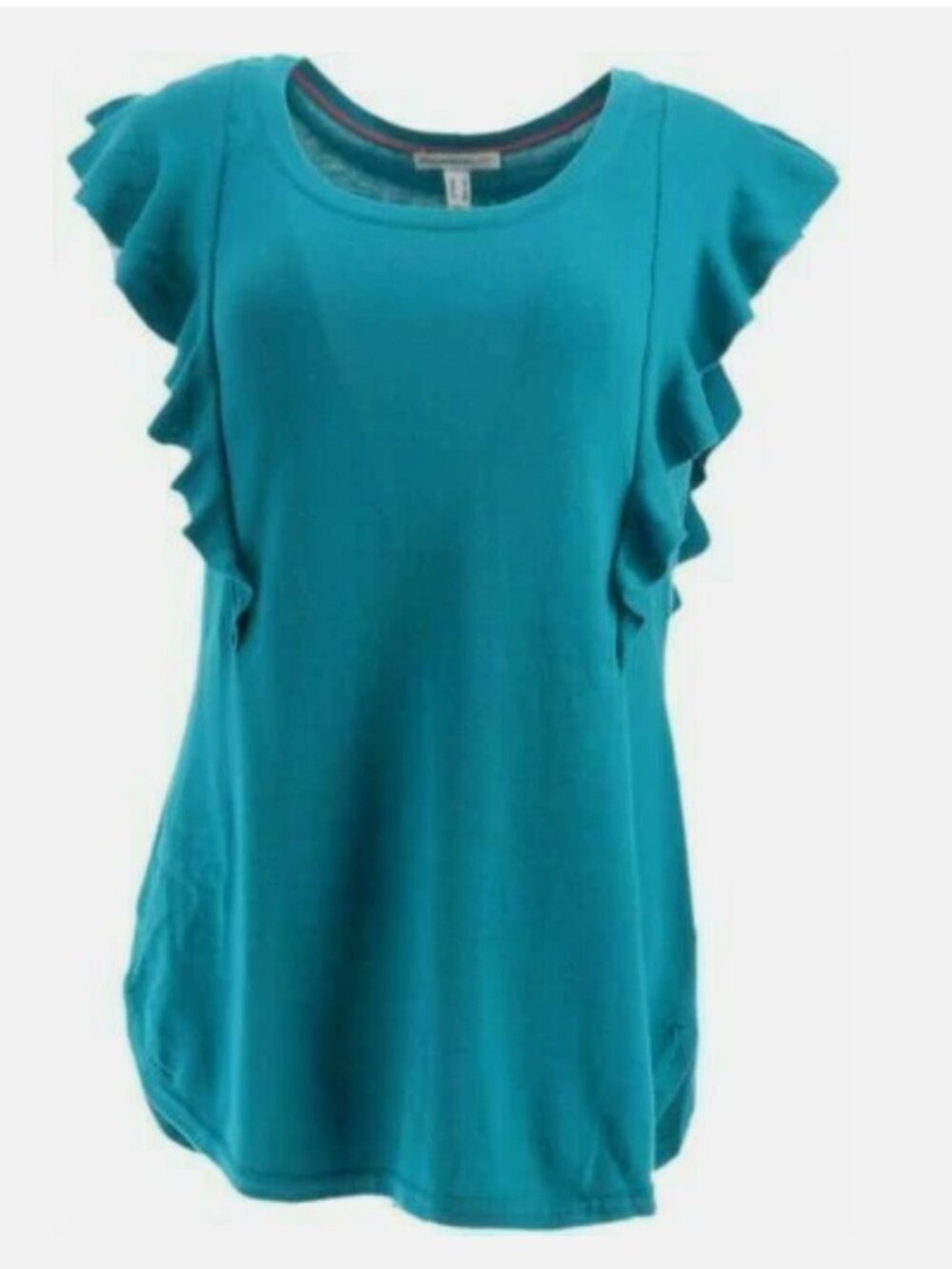 Isaac Mizrahi Live! Flutter Sleeve Pullover Sweater-Riviera Teal-Med-A308018-NEW